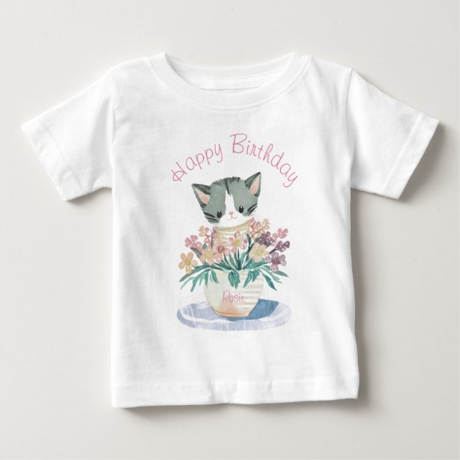 Cute Kitten | Happy Birthday Daughter Baby T-Shirt (Front)