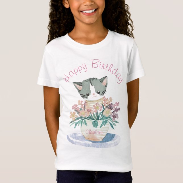 Cute Kitten | Happy Birthday Daughter White T-Shirt (Front)