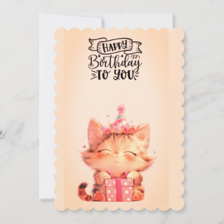Cute Kitten Happy Birthday Greeting Card | Adorabl