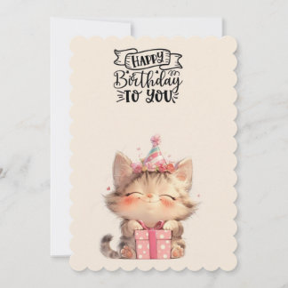Cute Kitten Happy Birthday Greeting Card | Adorabl