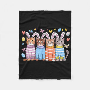 Cute Kitten Happy Easter Cat Bunny Ears And Eggs K Fleece Blanket