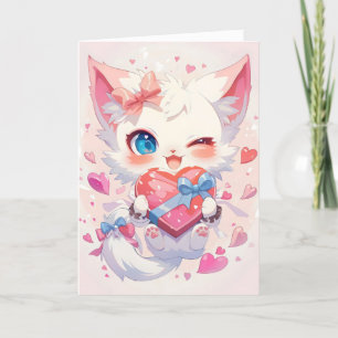 Cute Kitten Heart Love Holiday Card