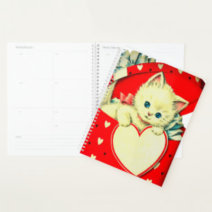 Cute Kitten Heart Vintage Cat Retro Kitty Planner