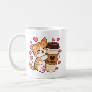 Cute Kitten Hugging Coffee Cup Mug