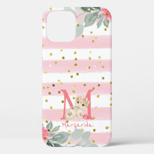 Cute Kitten Illustration Sweet Monogram Case-Mate  iPhone 12 Case