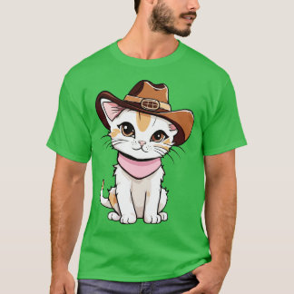 Cute Kitten in a Cowboy Hat Meowdy Adventure T-Shirt