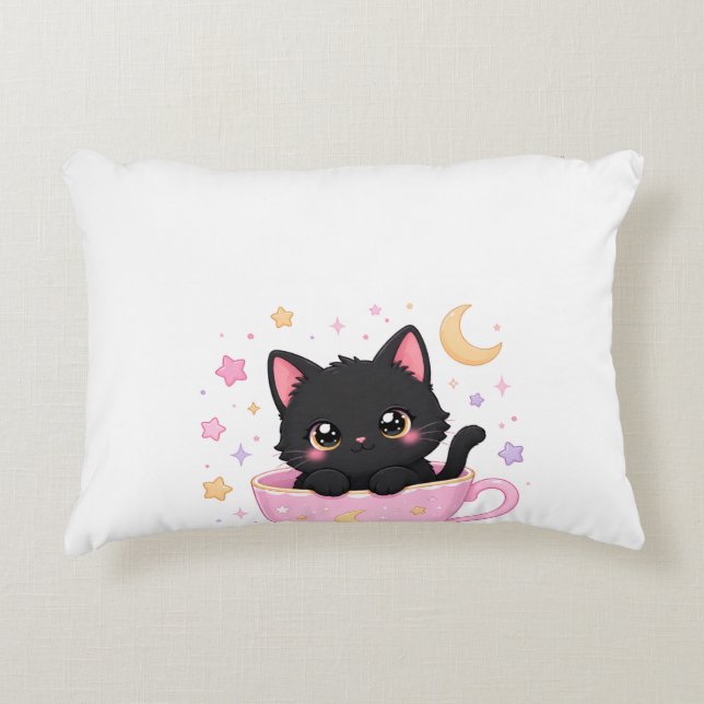 cute kitten in cup decorative cushion (Front)