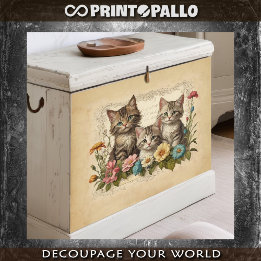 Cute kitten in flowers composition -  tissue paper