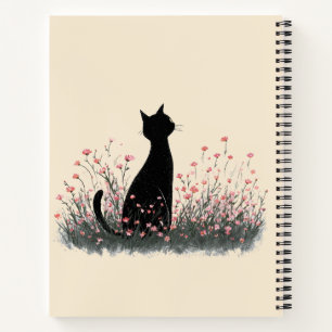 Cute Kitten in Flowers Cottagecore Aesthetic Notebook