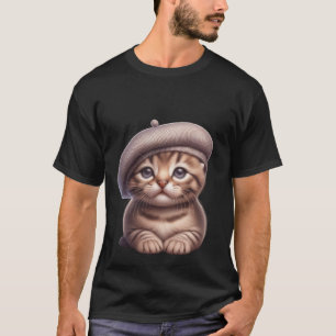 Cute Kitten in Grey Beret Artist Cat  ✨🐾🎨 T-Shirt