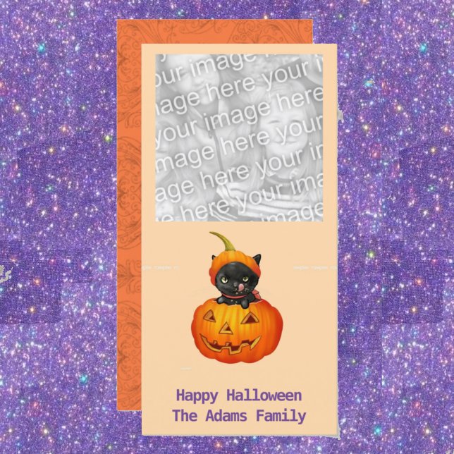 Cute Kitten in Pumpkin Holiday Card (Creator Uploaded)