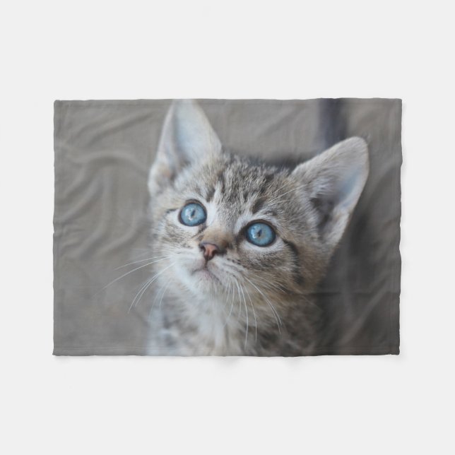 Cute Kitten In the Garden Fleece Blanket (Front (Horizontal))