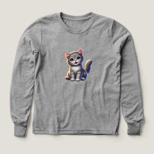 Cute Kitten Kids Long Sleev Shirt (Design Front)