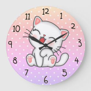 Cute Kitten Large Clock