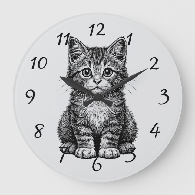 Cute Kitten Large Clock (Front)