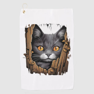 Cute kitten looks from torn fabric - Cats T-Shirt Golf Towel