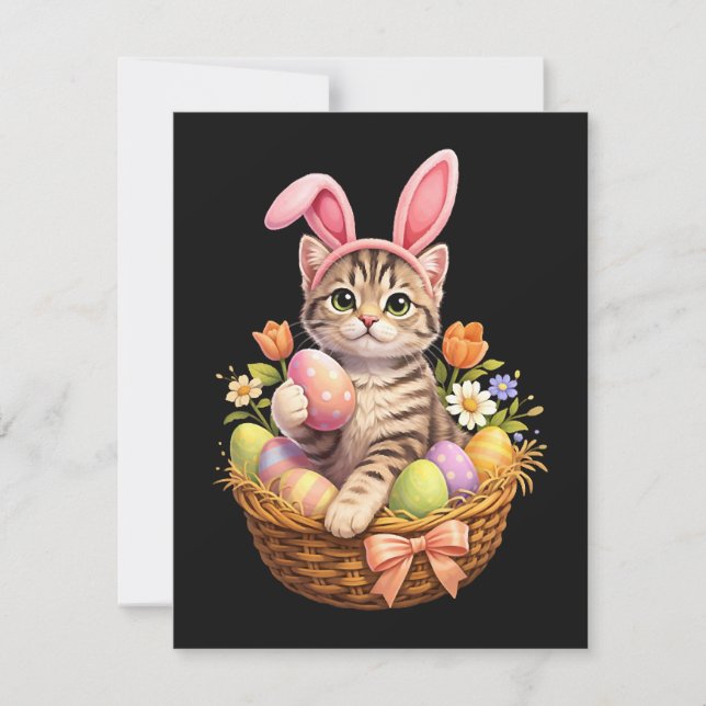 Cute Kitten Lovers Happy Easter Cat Announcement (Front)