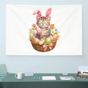 Cute Kitten Lovers Happy Easter Cat Banner