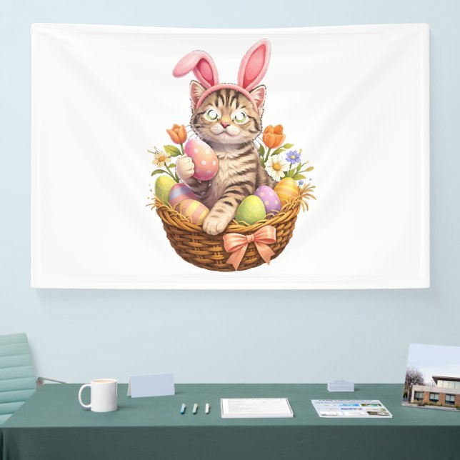 Cute Kitten Lovers Happy Easter Cat Banner (Tradeshow)