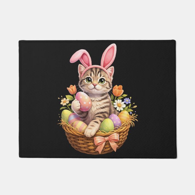 Cute Kitten Lovers Happy Easter Cat Doormat (Front)