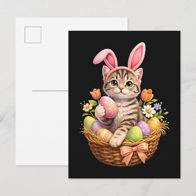 Cute Kitten Lovers Happy Easter Cat Invitation Postcard (Front/Back)