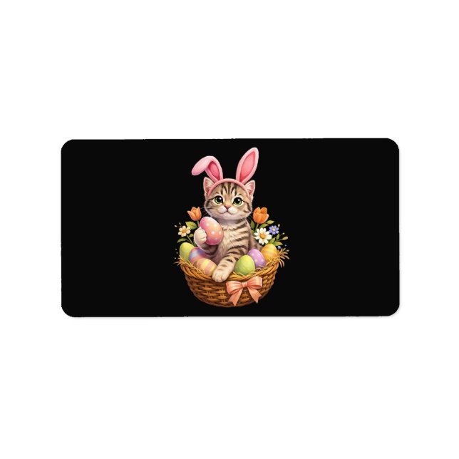 Cute Kitten Lovers Happy Easter Cat Label (Front)