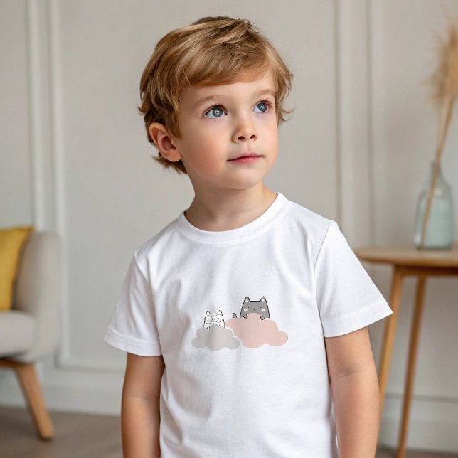 Cute Kitten Modern Pattern Baby Shower  T-Shirt (Cute Kitten Modern Pattern Baby Shower Baby T-Shirt)