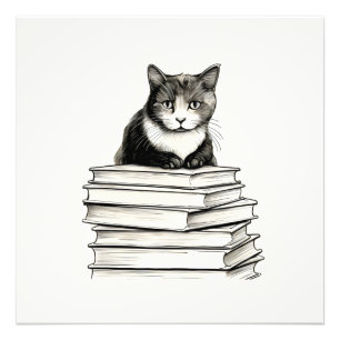 Cute Kitten on Books Photo Print