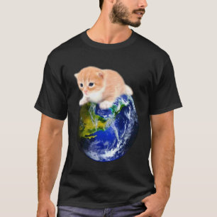 Cute Kitten On Earth Funny Cat Meme Planet Gift Me T-Shirt