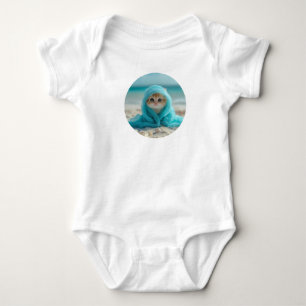 Cute Kitten on the Beach-Adorable Summer Design Baby Bodysuit