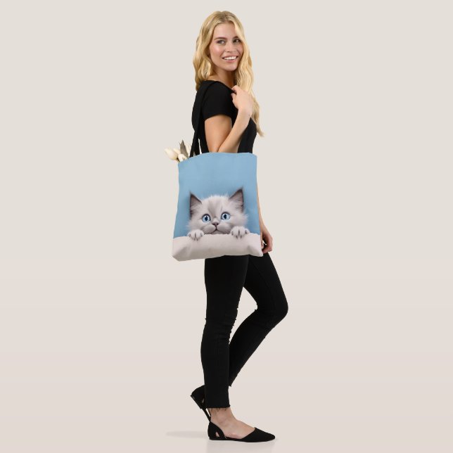 Cute Kitten Peeking Ragdoll Cat Tote Bag (On Model)