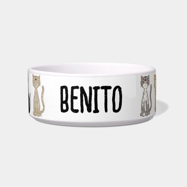 Cute Kitten Personalised Cat Bowl (Front)
