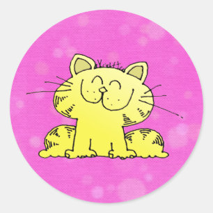 Cute Kitten Pink Room Classic Round Sticker