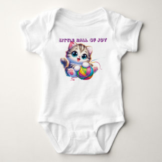 Cute Kitten Playing With Yarn Baby Bodysuit