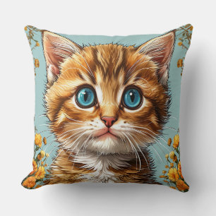 Cute kitten portrait cushion