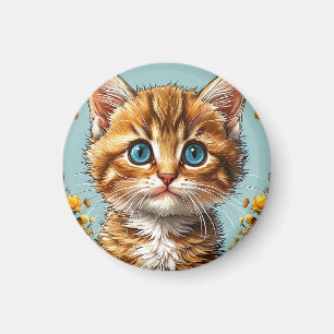 Cute kitten portrait magnet