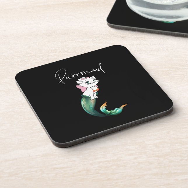 Cute Kitten Purrmaid – Fun Mermaid Cat Design Coaster (Left Side)