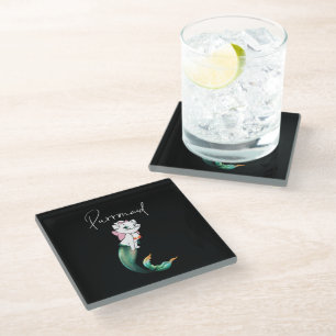 Cute Kitten Purrmaid – Fun Mermaid Cat Design Glass Coaster