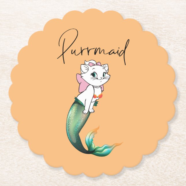 Cute Kitten Purrmaid – Fun Mermaid Cat Design Paper Coaster (Front)