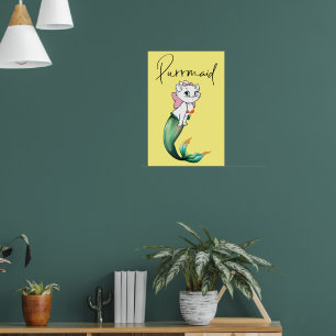 Cute Kitten Purrmaid – Fun Mermaid Cat Design Poster