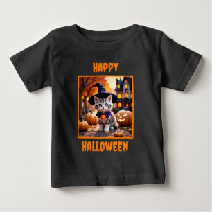 Cute Kitten Ready to Trick or Treat Baby T-Shirt