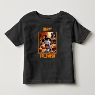 Cute Kitten Ready to Trick or Treat Toddler T-Shirt