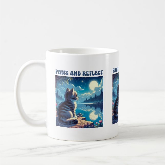 Cute Kitten Reflect Message Mug (Left)