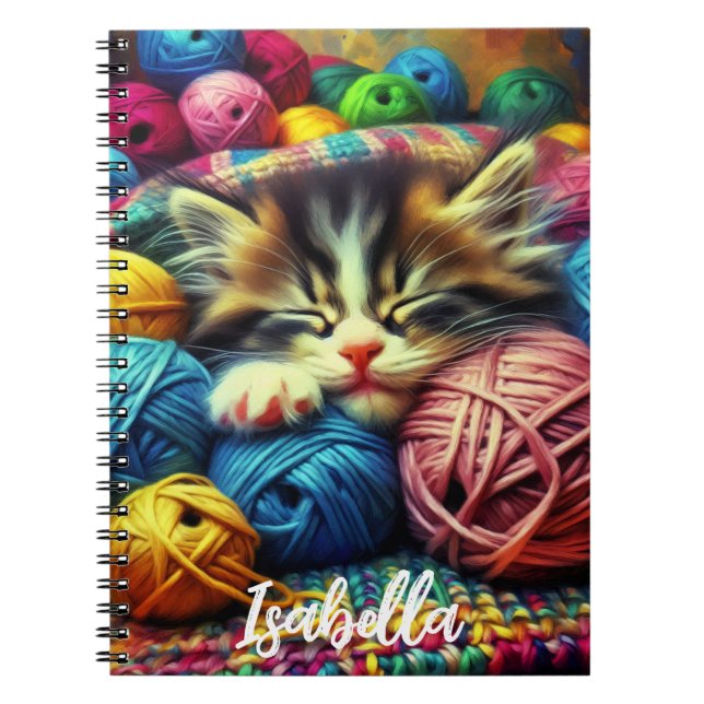 Cute Kitten Sleeping under a Blanket Notebook (Front)