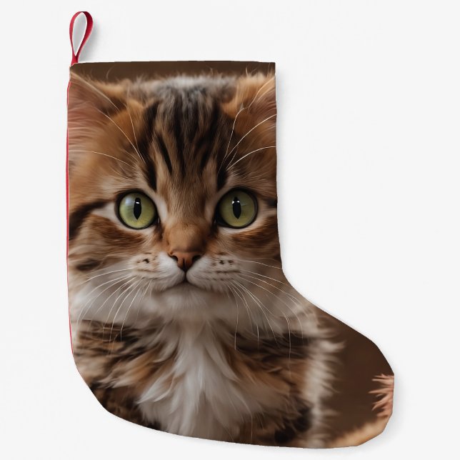Cute Kitten  Small Christmas Stocking (Front)