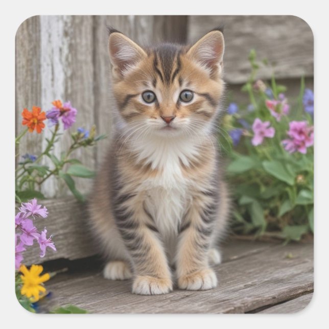 Cute Kitten  Square Sticker (Front)