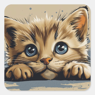 Cute kitten square sticker