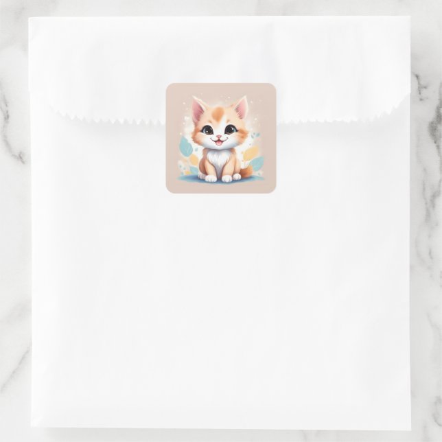 Cute Kitten Square Stickers (Bag)