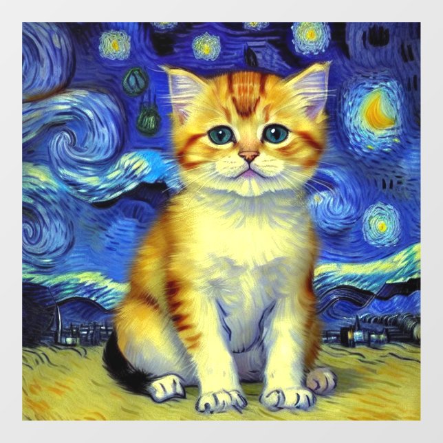 Cute Kitten Starry Night Van Gogh (Sheet)