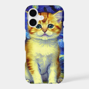 Cute Kitten Starry Night Van Gogh
